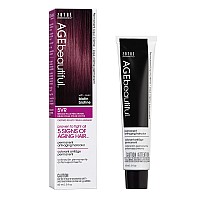 AGEbeautiful Permanent Liqui Creme Hair Color Dye | 100% Gray Coverage | Anti-Aging | Professional Salon Coloring | 5VR Medium Plum Red Brown