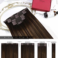 Moresoo Clip In Hair Extensions Real Human Hair Brown Balayage Clip In Extensions Human Hair Darkest Brown To Chestnut Brown Hai