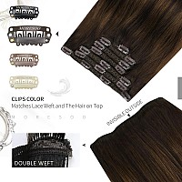 Moresoo Clip In Hair Extensions Real Human Hair Brown Balayage Clip In Extensions Human Hair Darkest Brown To Chestnut Brown Hai