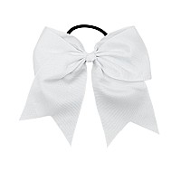 Deeka 12Pcs 8 Large Cheer Hair Bows Ponytail Holder Handmade For Teen Girls Softball Cheerleader Sportswhite