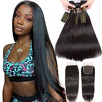 Qthair 14A Virgin Hair Straight Human Hair With Lace Closure 16 18 2014 100 Unprocessed Straight Brazilian Virgin Hair Weave