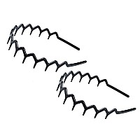 Set of 2 Zig Zag Black Plastic Sharks ToothHair Comb Headband (2 Black Color)