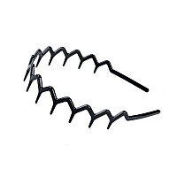 Set of 2 Zig Zag Black Plastic Sharks ToothHair Comb Headband (2 Black Color)