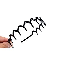 Set of 2 Zig Zag Black Plastic Sharks ToothHair Comb Headband (2 Black Color)