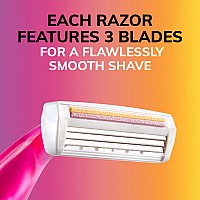 Bic Soleil Smooth Colors Womens Disposable Razors With Aloe Vera And Vitamin E Lubricating Strip For Enhanced Glide With 3 Bla