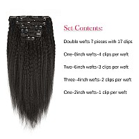 Sassina Afro Kinky Straight Clipins Human Hair Extensions For Black Women Natural Color Double Weft Clip On Remy Hair Exensions