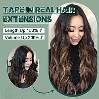 Benehair Remy Tape In Hair Extensions Human Hair Medium Brown Seamless Skin Weft Tape In Real Human Hair Extensions Straight Hai