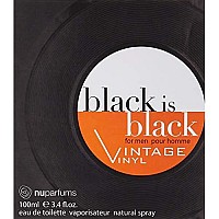 Nu Parfums Black Is Black Vintage Vinyl Eau de Toilette Spray for Men, 34 Ounce