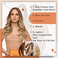 Full Shine Tape In Hair Extensions Human Hair 20 Inch Tape In Extensions Human Hair Color 10 Golden Brown To 14 Dark Blonde Remy