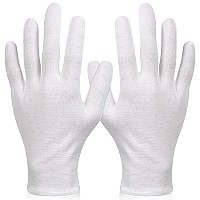 Paxcoo 6 Pairs XL White Cotton Gloves for Dry Hand Moisturizing Cosmetic Eczema Hand Spa and Coin Jewelry Inspection