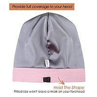 Satin Lined Slap Sleep Cap Headwear Slouchy Gifts For Frizzy Women Pink