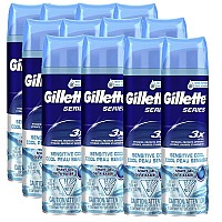 Gillette Series Sensitive Cool Shaving Gel, 7 oz, Pack of 12