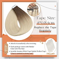 Full Shine Blonde Balayage Tape In Hair Extensions Human Hair Seamless Tape In Extension Brown To Blonde 38613 Double Sided 14