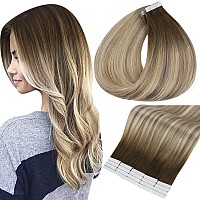 Full Shine Tape In Hair Extensions Human Hair 16 Inch Remy Hair Tape In Extensions 20 Pieces 50 Grams Tape In Real Hair Extensio