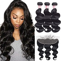 Human Hair Bundles With Frontal 16 18 2014 Brazilian Virgin Body Wave 13X4 Frontal With Bundles 10A Grade Human H