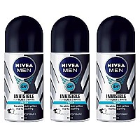 (Pack of 3 Bottles) Nivea INVISIBLE FOR BLACK & WHITE FRESH Scent Mens Roll On Anti-perspirant Deodorant (Pack of 3 Bottles, 1.7oz / 50ml Each Bottle)