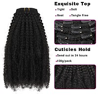 Sassina 4C Curly Hair Extensions Clips In Remi Brazilian Afro Curly Hair Clipon Natural Black Color Clip Ins Extensions For Bla