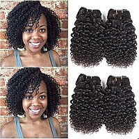 Luxnovolex Brazilian Curly Bundles Human Hair Kinky Curly 4 Bundle Short Virgin Human Hair Deals 50Gbundle Unprocessed Remy Jer