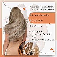 Full Shine 20 Inch Tape In Real Human Hair Balayage Color 3 Fading To 8 Highlighted 22 Medium Blonde Tape Hair Extensions Seamle