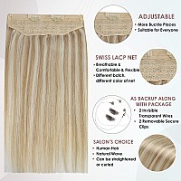 Full Shine Invisible Wire Hair Extensions Highlight Blonde For Thin Hair Honey Blonde Highlight Bleach Blonde Adjustable Fish Line Extensions 90 Gram Hair Extensions With Invisible Band 90 Inch