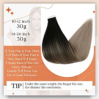 Full Shine Tape In Extensions Black Ombre Ash Blonde 16 Inch Tape In Hair Extensions Human Hair For Women Invisible Tape In Huma