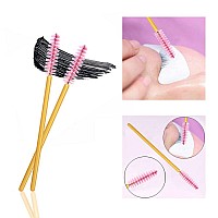 100 Pack Mascara Wands Bulk Disposable Eyelash Brushes Lash Extensions Makeup Brush Applicator Tool Bulk Goldpink