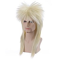 BERON 70s 80s Wig for Women and Men Halloween Costume Wig Rocking Punk Rocker Mullet Wig Blonde