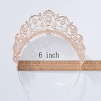 Exacoo Rose Gold Tiara for Women Queen Crown Rhinestone Headband Crystal Bride Crowns and Tiaras Hair Accessories for Prom Party Pageant Princess Wedding