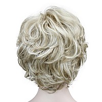 Lydell Womens Short Curly Wavy Wig Synthetic Hair Full Wig 6 Inches L16613 Blonde With Highlights