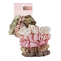 Kitsch Metallic Blushmauve Scrunchies 5 Count Hair Ties For Women Girls Large Hair Ties Hair Tie Scrunchies Cute Sc