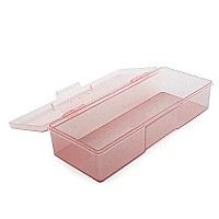 Rolabling Transparent Empty Plastic Nail Storage Box Nail Art Equipment Manicure Tool Storage Case (Pink)