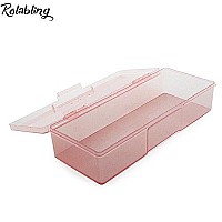 Rolabling Transparent Empty Plastic Nail Storage Box Nail Art Equipment Manicure Tool Storage Case (Pink)