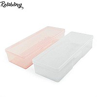 Rolabling Transparent Empty Plastic Nail Storage Box Nail Art Equipment Manicure Tool Storage Case (Pink)