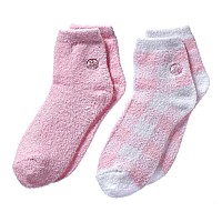 Earth Therapeutics Aloe Socks - Double Pack - PINK PLAID (2 Pairs)