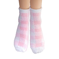 Earth Therapeutics Aloe Socks - Double Pack - PINK PLAID (2 Pairs)