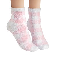 Earth Therapeutics Aloe Socks - Double Pack - PINK PLAID (2 Pairs)