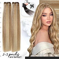 Moresoo Human Hair Extensions Sew In Blonde Highlight Weft Bundles Human Hair Medium Brown Highlighted With Blonde Hair Weft Ext