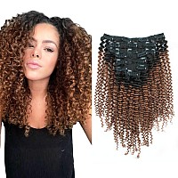 Sassina Double Wefts Human Hair Clip In Extensions Ombre Kinky Curly Natural Black To Ginger 3C 4A For American Black Wemen 120