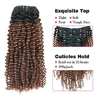 Sassina Double Wefts Human Hair Clip In Extensions Ombre Kinky Curly Natural Black To Ginger 3C 4A For American Black Wemen 120