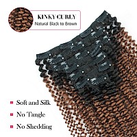 Sassina Double Wefts Human Hair Clip In Extensions Ombre Kinky Curly Natural Black To Ginger 3C 4A For American Black Wemen 120