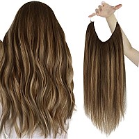 Sunny Wire Hair Extensions Real Human Hair Balayage Chocolate Brown Mix Caramel Blonde Fishing Line Human Hair Extensions With A