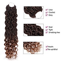 6 Packs Goddess Locs Crochet Hair Wavy Curly Faux Locs Crochet Braids Synthetic Hair Extensions Ombre Crochet Faux Locs Low Temp