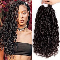 6 Packs Goddess Locs Crochet Hair Wavy Curly Faux Locs Crochet Braids Synthetic Hair Extensions Pre Looped Goddess Crochet Locs