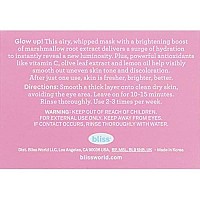 Bliss Mighty Marshmallow Bright & Radiant Whipped Mask - Brightening & Hydrating Face Mask - 17 Oz - Luminious Skin - clean - Vegan & cruelty-Free - All Skin Types