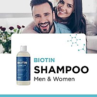 Volumizing Biotin Shampoo for Thinning Hair - Thin Hair Shampoo with Rosemary Argan and Essential Oils for Hair Care - Vegan Sulfate Free Shampoo for Damaged Dry Hair Paraben and Cruelty Free