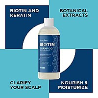 Volumizing Biotin Shampoo for Thinning Hair - Thin Hair Shampoo with Rosemary Argan and Essential Oils for Hair Care - Vegan Sulfate Free Shampoo for Damaged Dry Hair Paraben and Cruelty Free