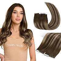 Full Shine Ombre Intact Tape In Hair Extensions 5Pcs Color 4274 Balayage Virgin Injection Tape In Human Hair 24 Inch Seamless