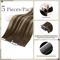 Full Shine Ombre Intact Tape In Hair Extensions 5Pcs Color 4274 Balayage Virgin Injection Tape In Human Hair 24 Inch Seamless