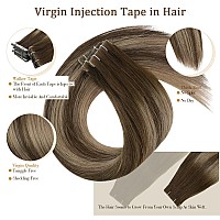 Full Shine Ombre Intact Tape In Hair Extensions 5Pcs Color 4274 Balayage Virgin Injection Tape In Human Hair 24 Inch Seamless