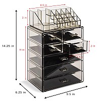 Sorbus Clear Cosmetic Makeup Organizer Make Up Jewelry Storage Case Display Spacious Design Holder For Dresser Bathr